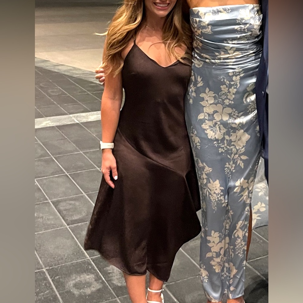 Elegant Brown Asymmetric Dress
